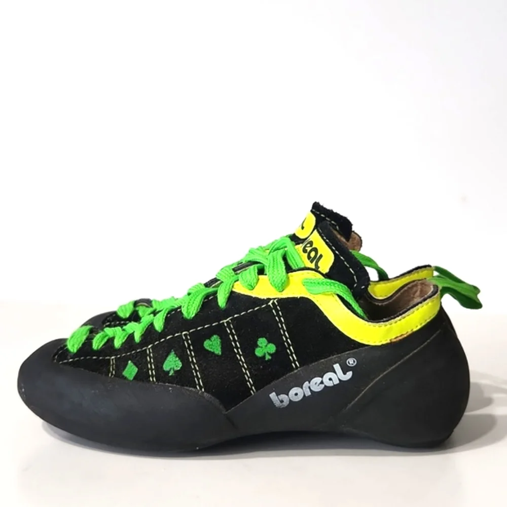 Boreal Ace Lucky Charm Rock Climbing Shoe Black Suede w/Yellow & Lime Size 5 - Picture 5 of 13